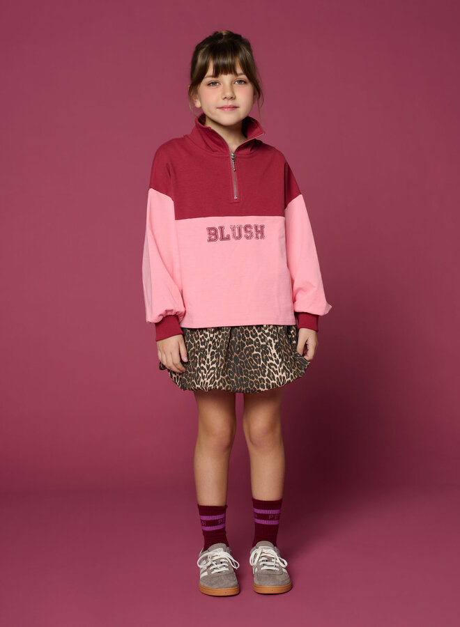 Petit Blush - Zipper sweater Blush Color block
