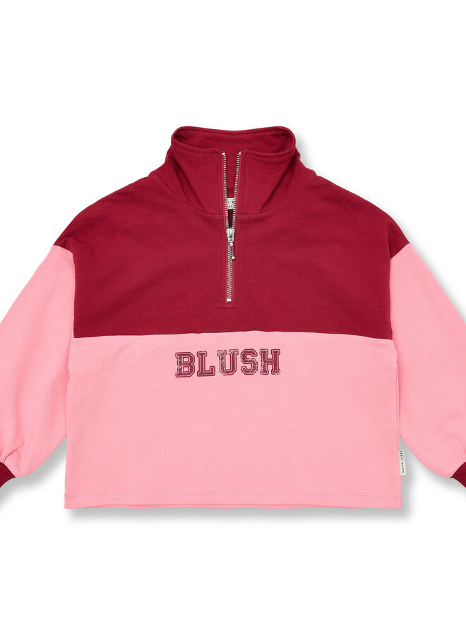 Petit Blush - Zipper sweater Blush Color block