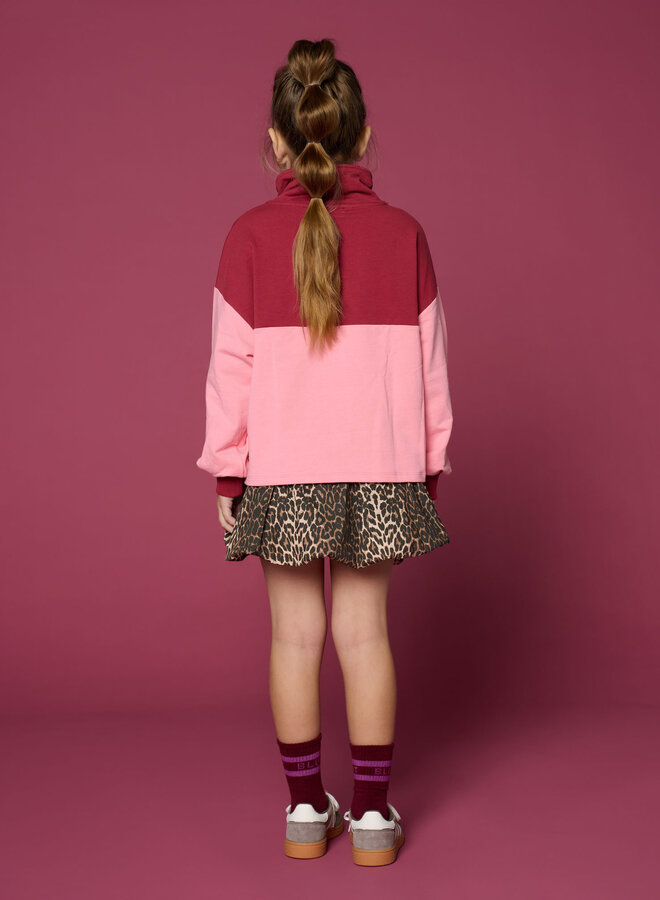 Petit Blush - Zipper sweater Blush Color block