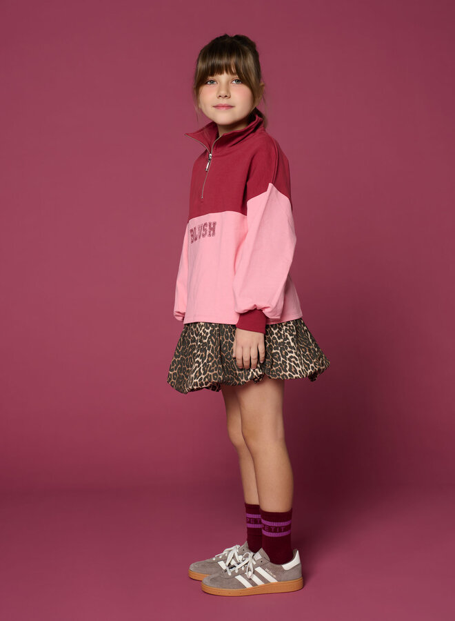 Petit Blush - Zipper sweater Blush Color block
