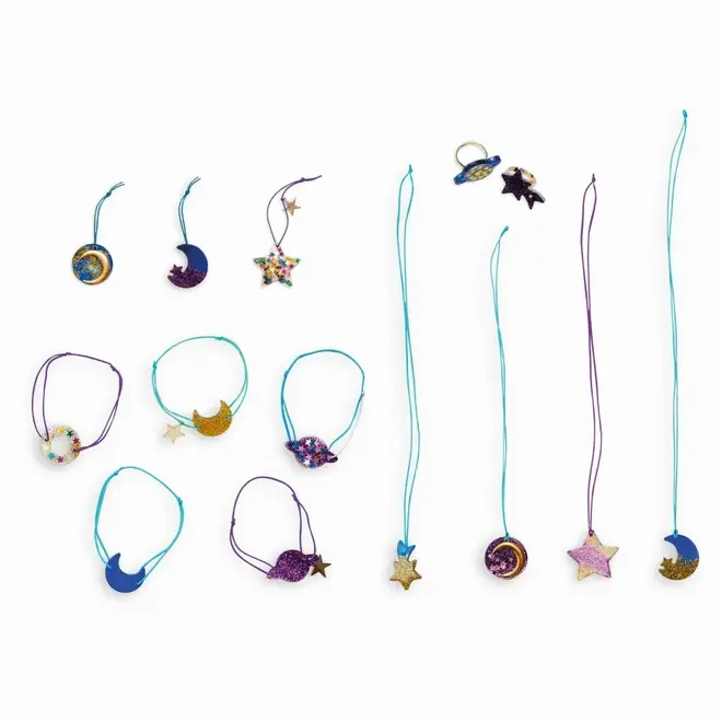 Janod - 14 Pieces Of Jewellery From Galaxy Resin To Make