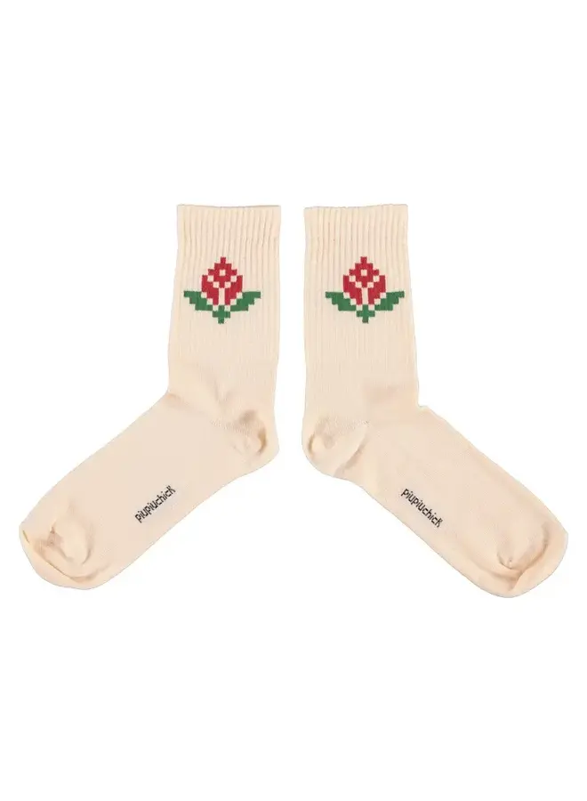 Piupiuchick - Socks light pink red flower