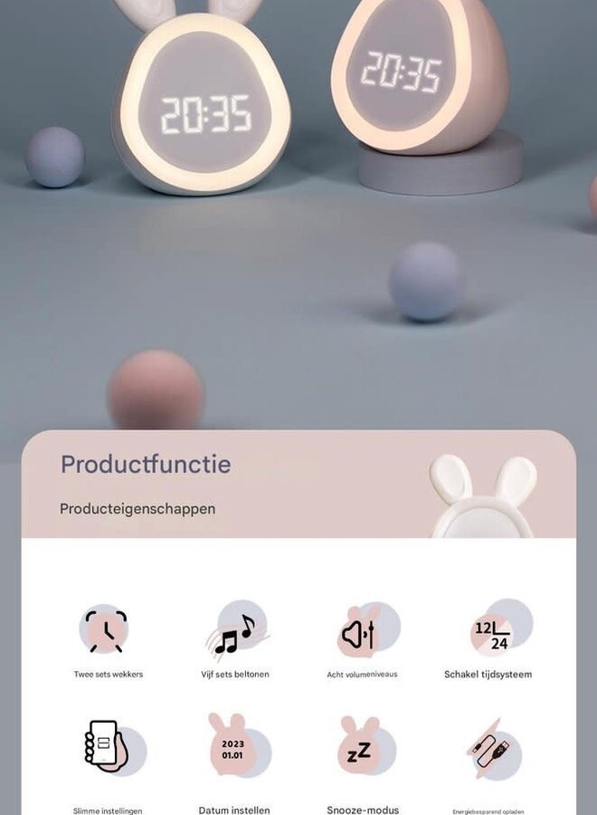 Mary's - Alarm clock Bunny Pink