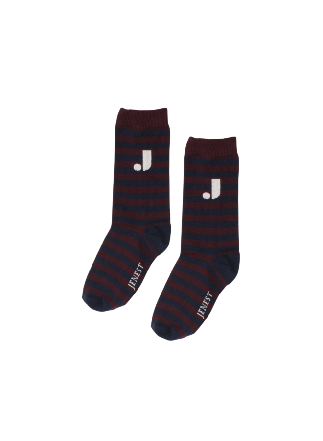 Jenest - J stripe socks Navy blue cherry
