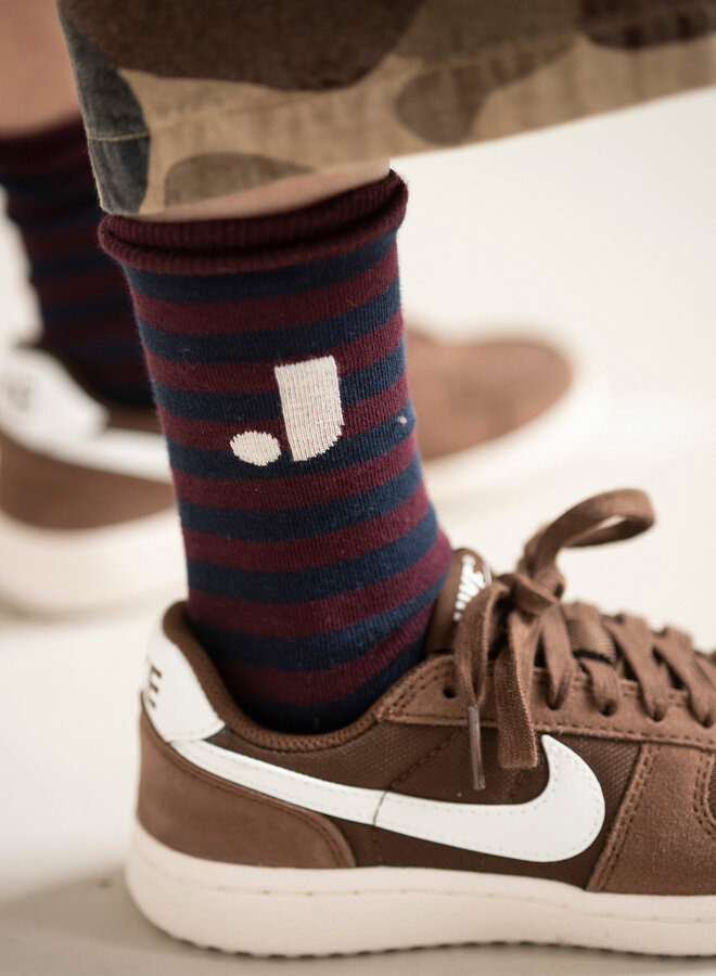 Jenest - J stripe socks Navy blue cherry