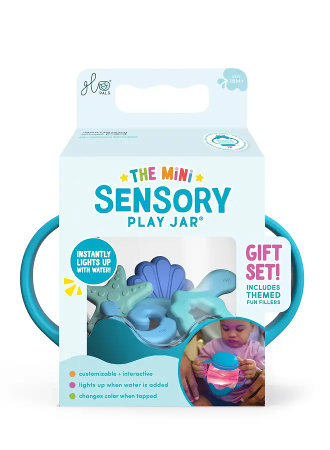 Glo Pals mini jar set blue whit 5 soft shapes