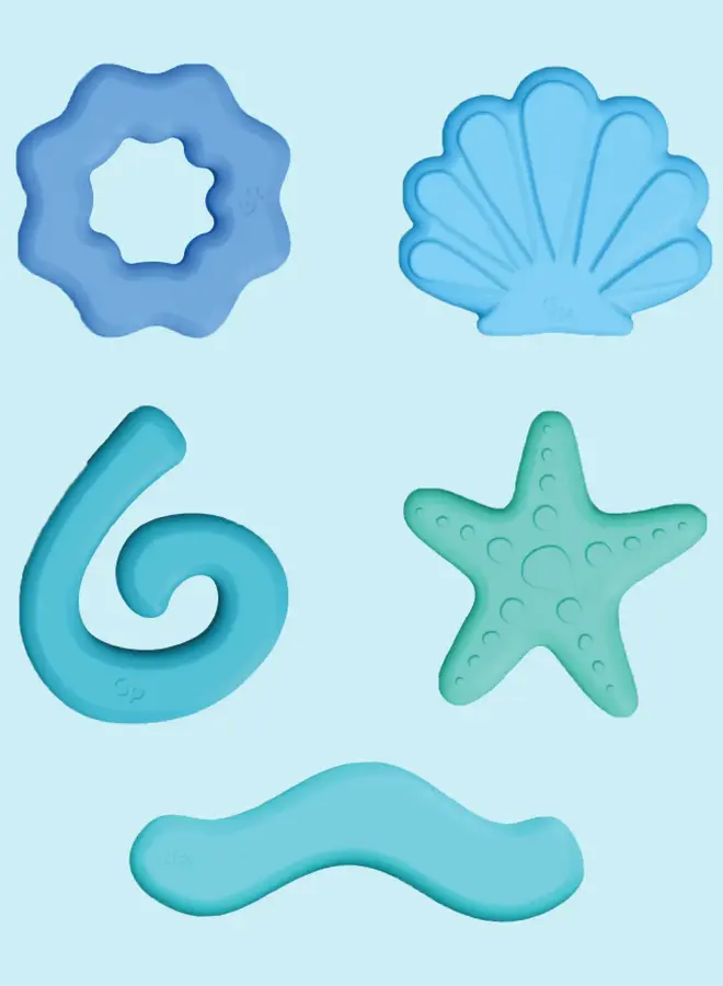 Glo Pals mini jar set blue whit 5 soft shapes