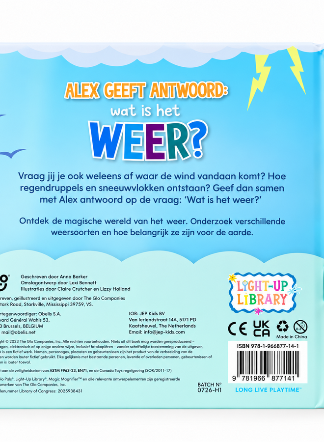 Glo Pals boek met lichtjes - Alex voorspelt het weer NL