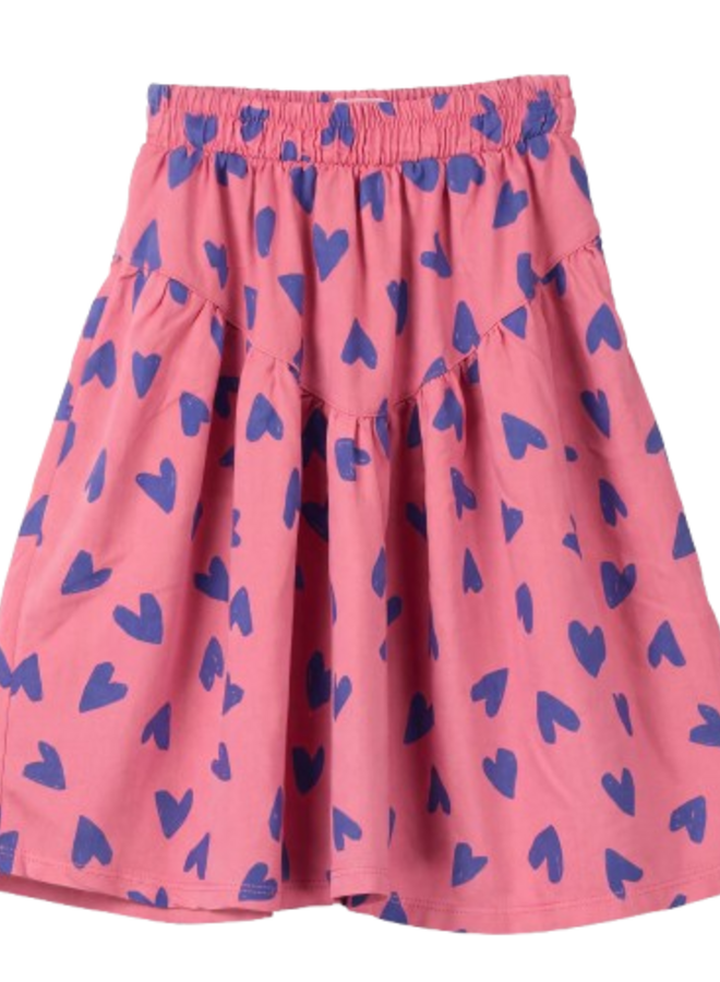 Lötiekids - Woven midi skirt HEARTS all over Pink lemonade