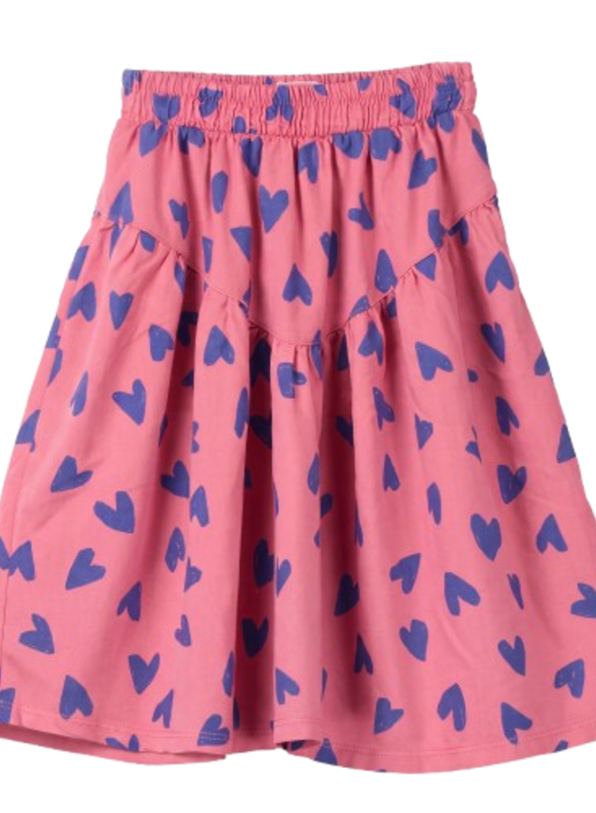 Lötiekids - Woven midi skirt HEARTS all over Pink lemonade