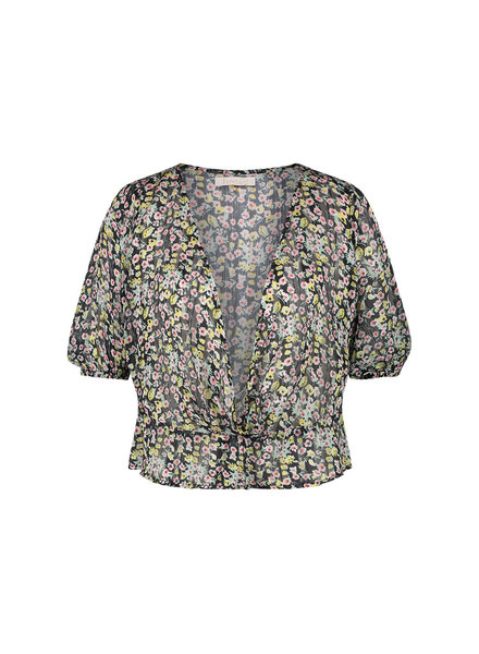 FREEBIRD Charley ss turquoise blouse short sleeve MINI-FLOWER-PES-02