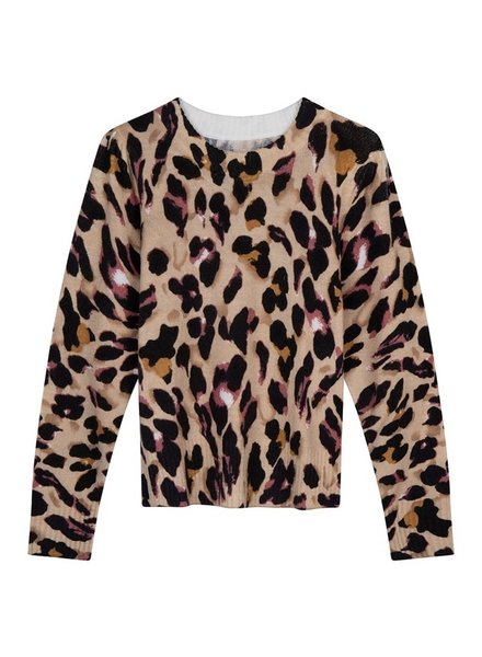 ESQUALO F22.07547 Sweater leopard puff shoulder print