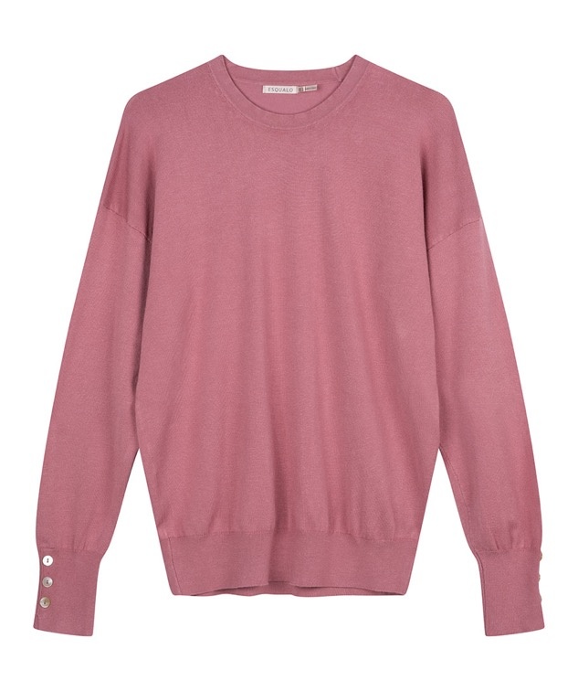 ESQUALO F22.07505 Sweater basic button slve cuff vintage rose