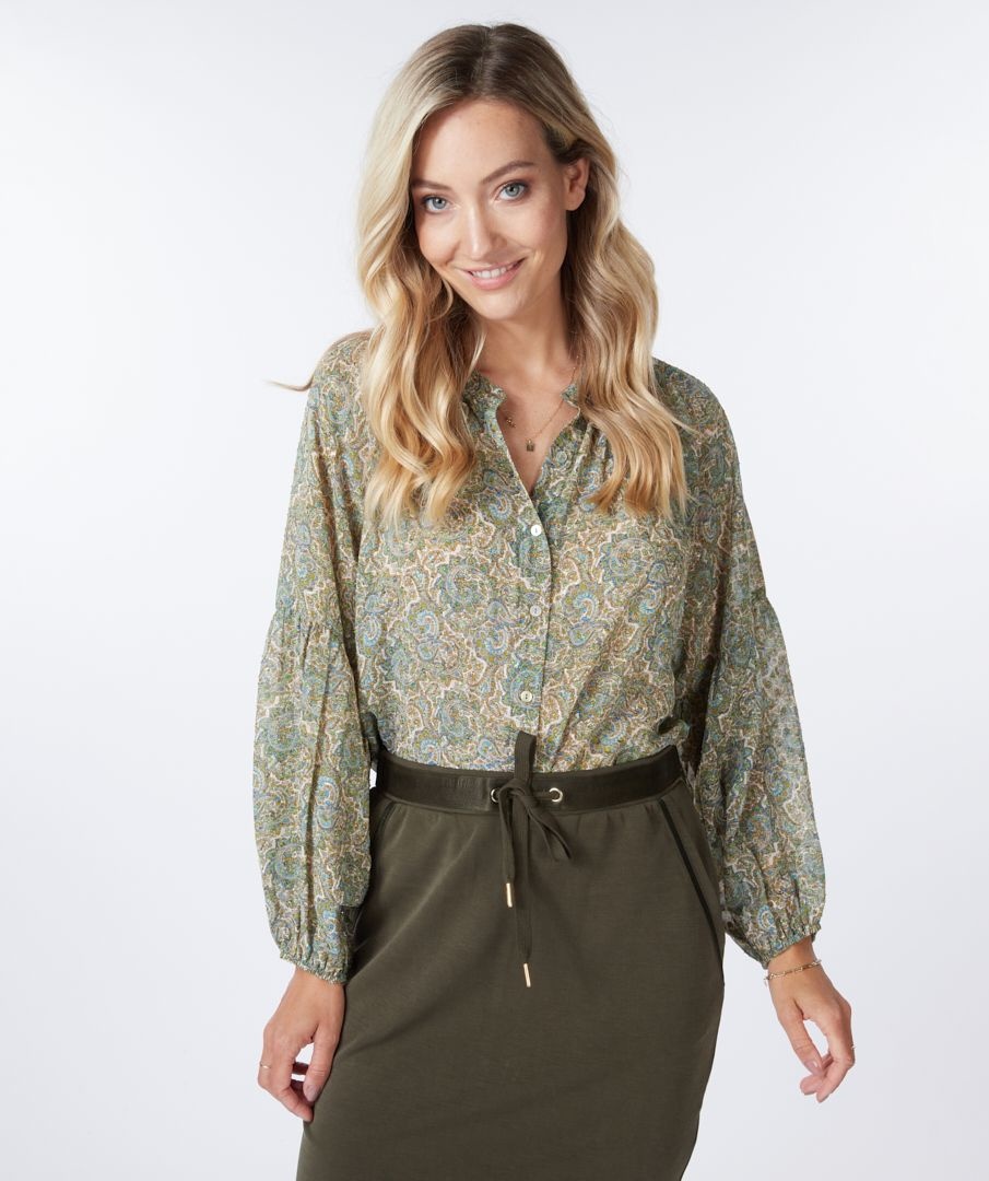 ESQUALO F22.15525 Blouse puff slv hideaway print print