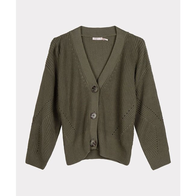 ESQUALO F22.07519 Cardigan v-neck leaf green