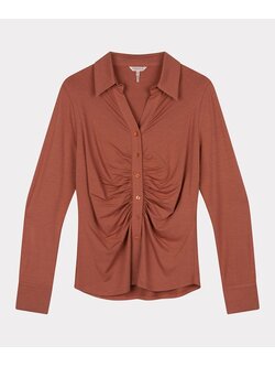 ESQUALO F22.30502 Blouse fancy pleats copper brown