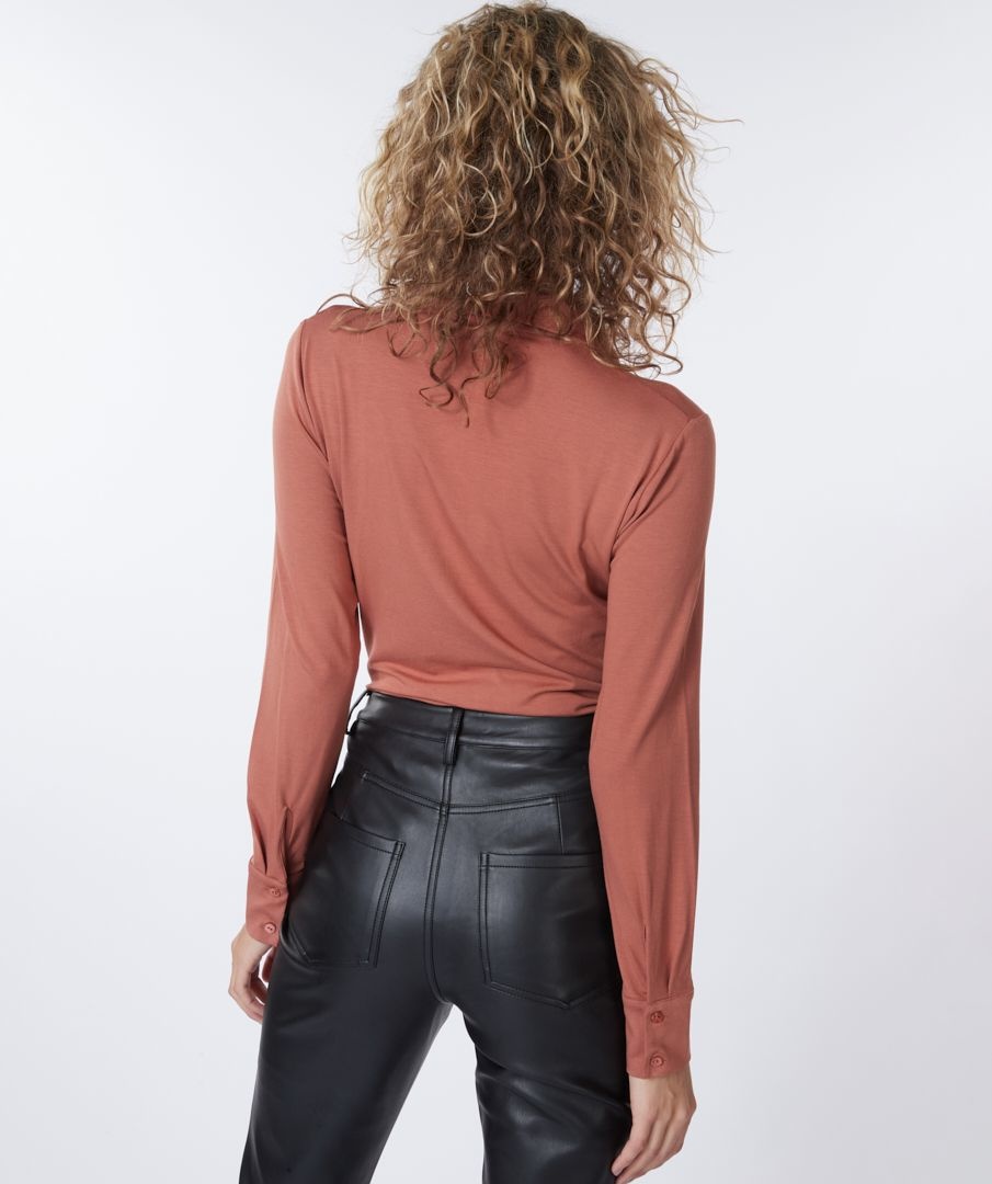 ESQUALO F22.30502 Blouse fancy pleats copper brown