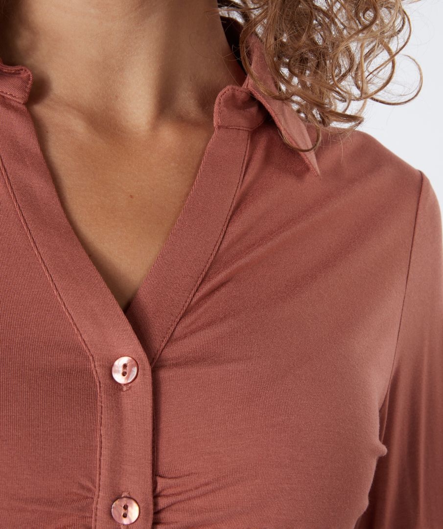 ESQUALO F22.30502 Blouse fancy pleats copper brown