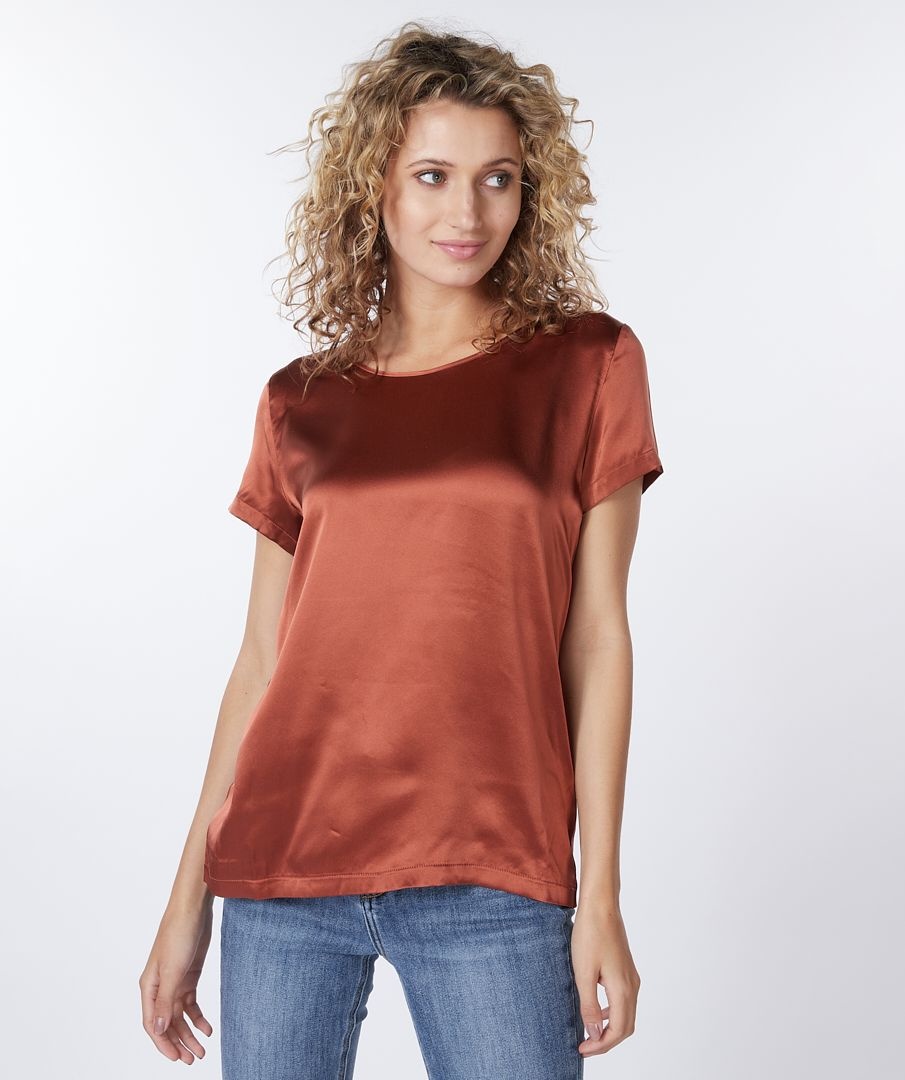 ESQUALO F22.33500 T-shirt silk copper brown