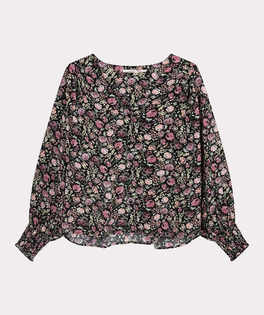 ESQUALO F22.14518 Blouse v-neck soft deco print print