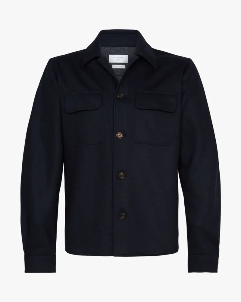 PROFUOMO Navy wol knitted overshirt PPTF30001A