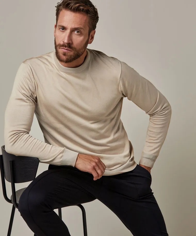 PROFUOMO Beige tech crewneck PPTJ30033E