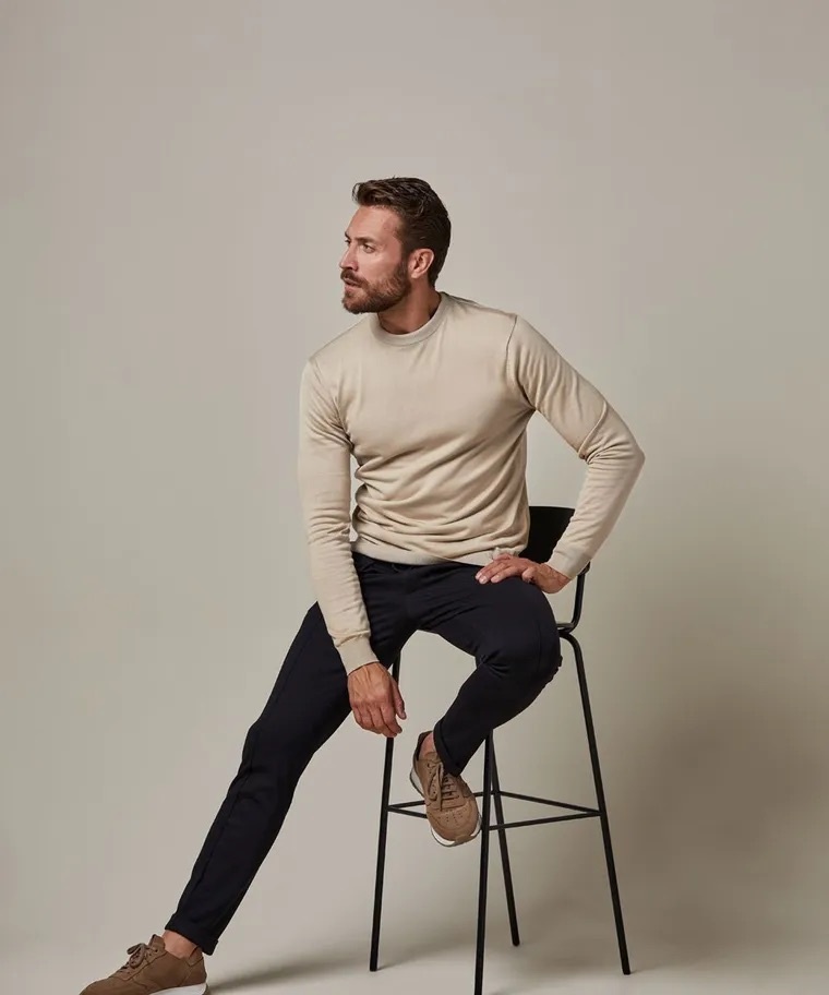 PROFUOMO Beige tech crewneck PPTJ30033E