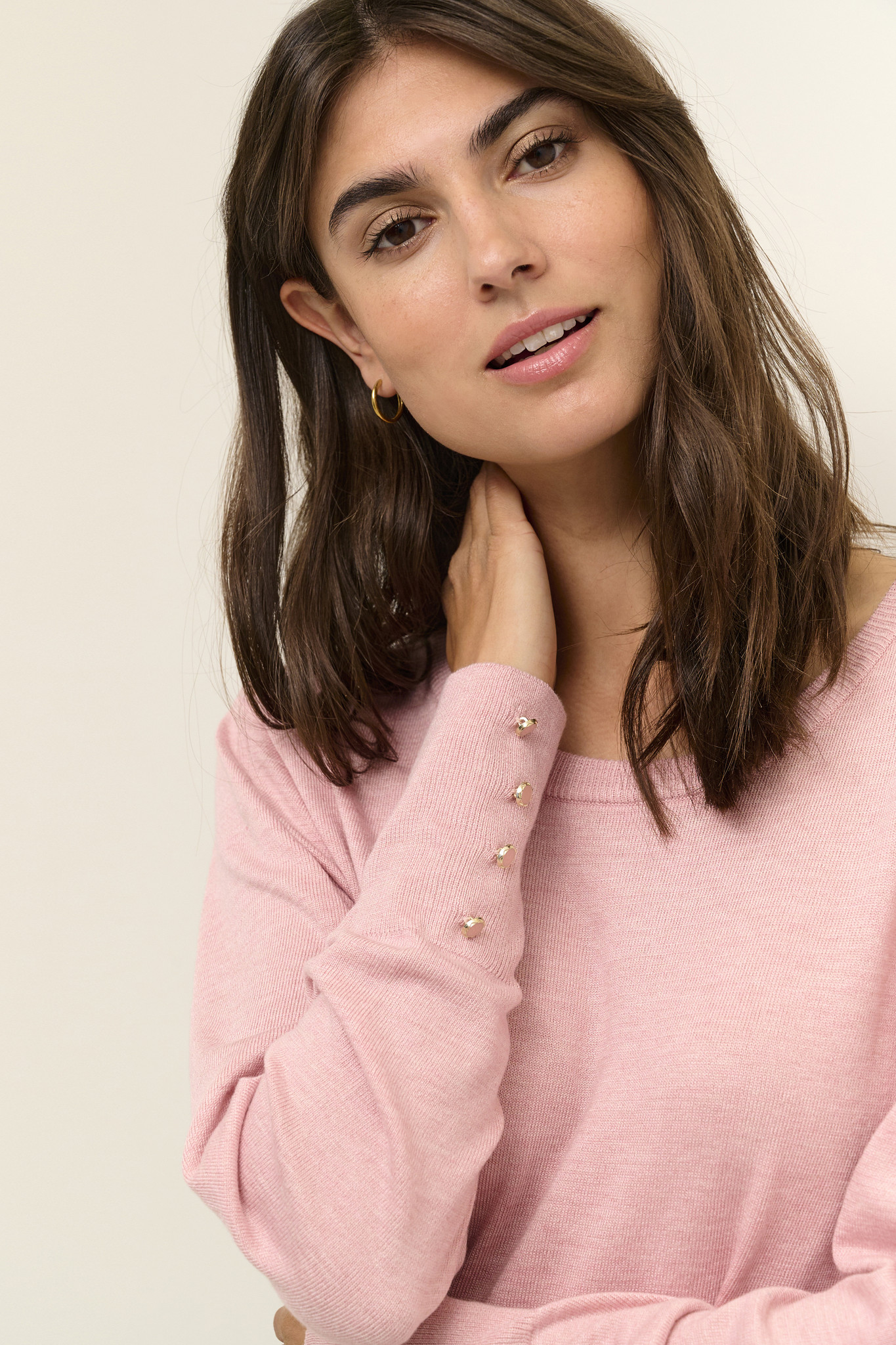 CULTURE 50109309 Annemarie button pullover pale mauve mel