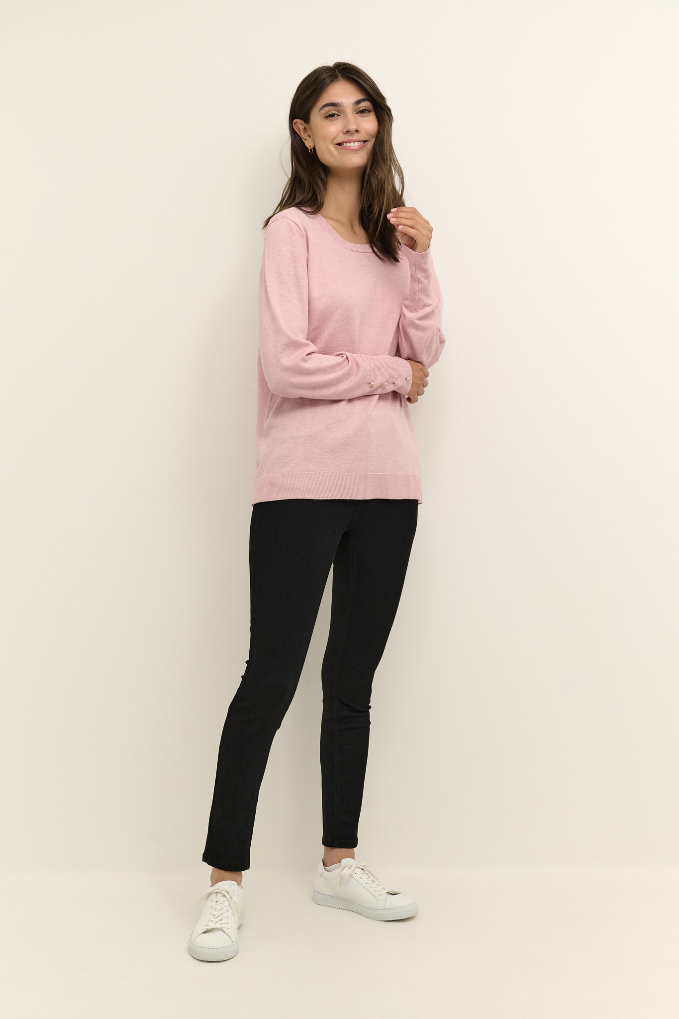CULTURE 50109309 Annemarie button pullover pale mauve mel