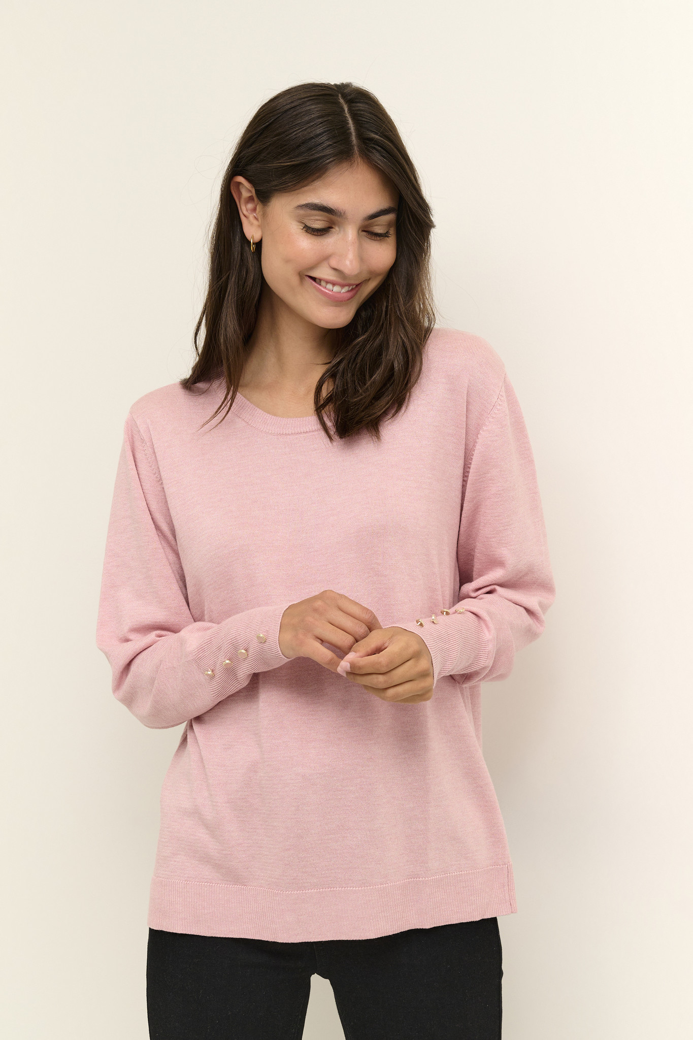 CULTURE 50109309 Annemarie button pullover pale mauve mel