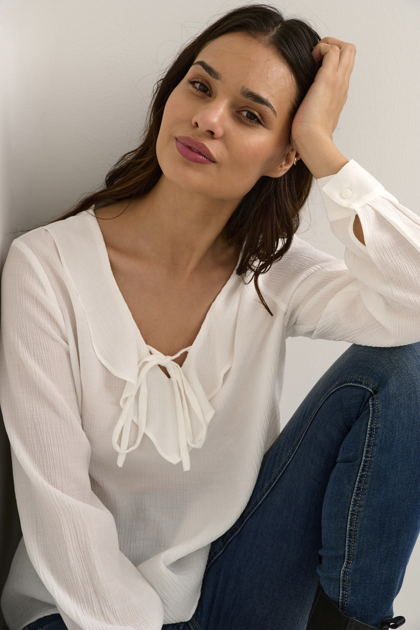 CREAM 10610920 Crrula blouse snow white