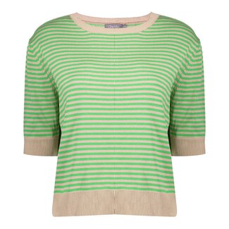 GEISHA 34063-70 Pullover striped short sleeves sand-green