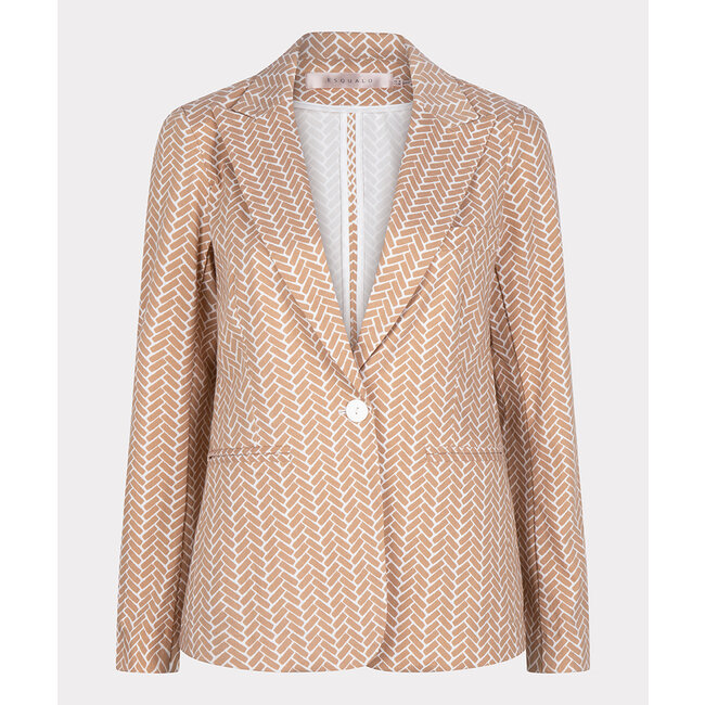 ESQUALO SP23.17000 Blazer stretch block print sand