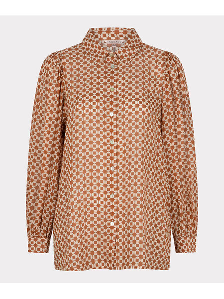 ESQUALO SP23.14024 Blouse puff shoulder graphic print print