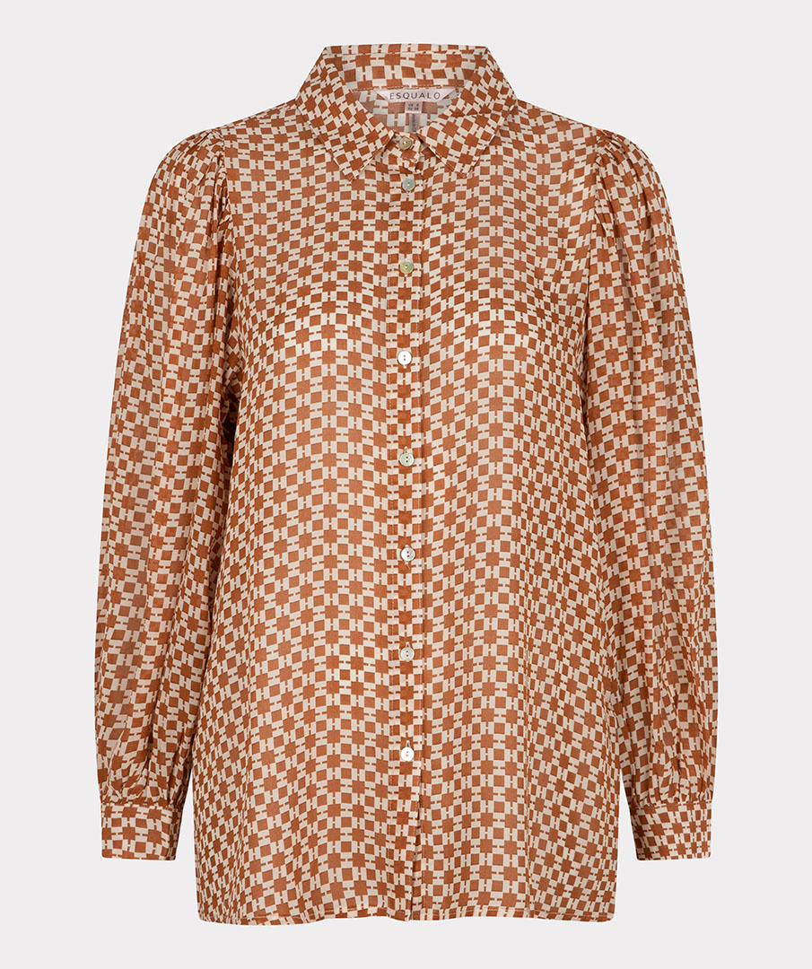 ESQUALO SP23.14024 Blouse puff shoulder graphic print print
