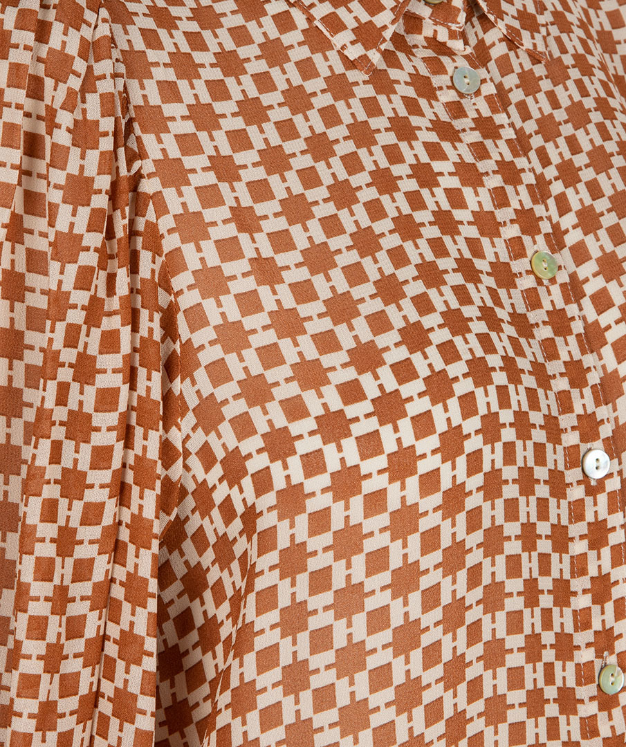 ESQUALO SP23.14024 Blouse puff shoulder graphic print print