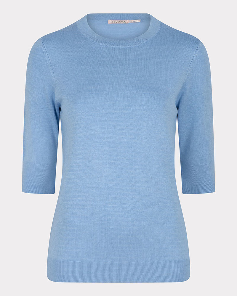 ESQUALO SP23.07007 Sweater basic s/slve blue