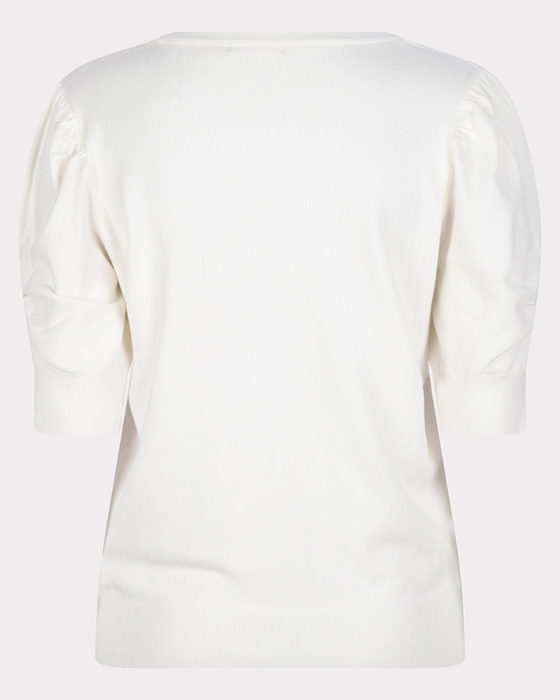 ESQUALO SP23.07005 Sweater v-neck gathering sleeve off white