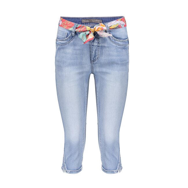 GEISHA 31003-10 Jeans capri + belt stonebleachdenim