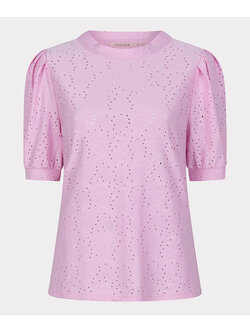 ESQUALO HS23.30225 Top gathering embroidery sj violet