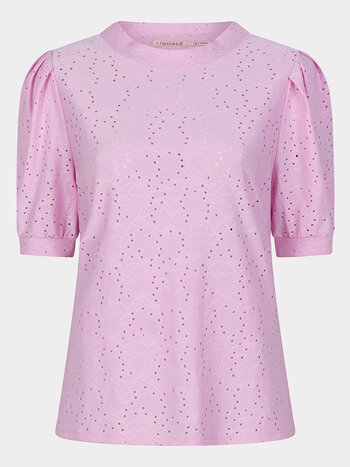 ESQUALO HS23.30225 Top gathering embroidery sj violet