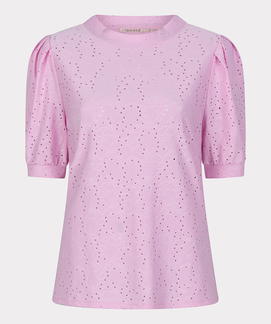 ESQUALO HS23.30225 Top gathering embroidery sj violet