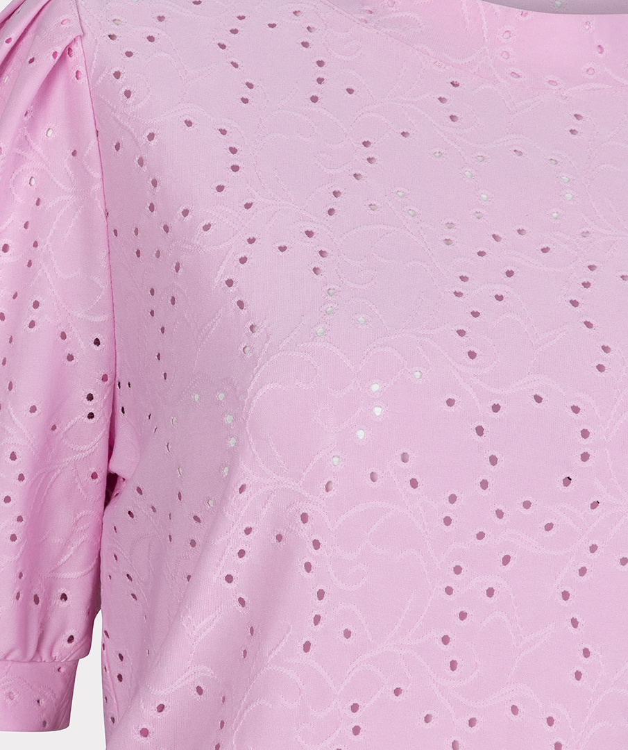 ESQUALO HS23.30225 Top gathering embroidery sj violet