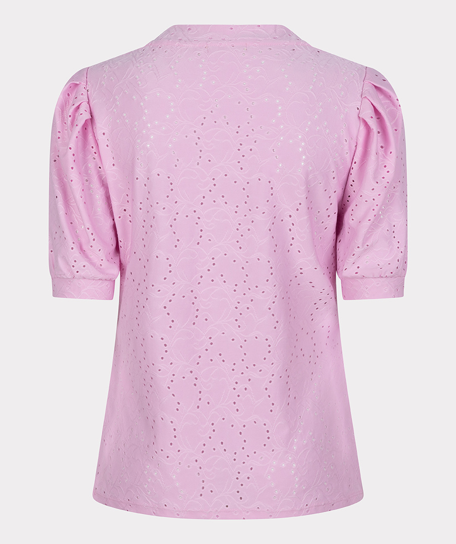 ESQUALO HS23.30225 Top gathering embroidery sj violet