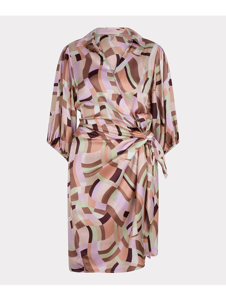 ESQUALO HS23.14209 Dress overlap geometric print print
