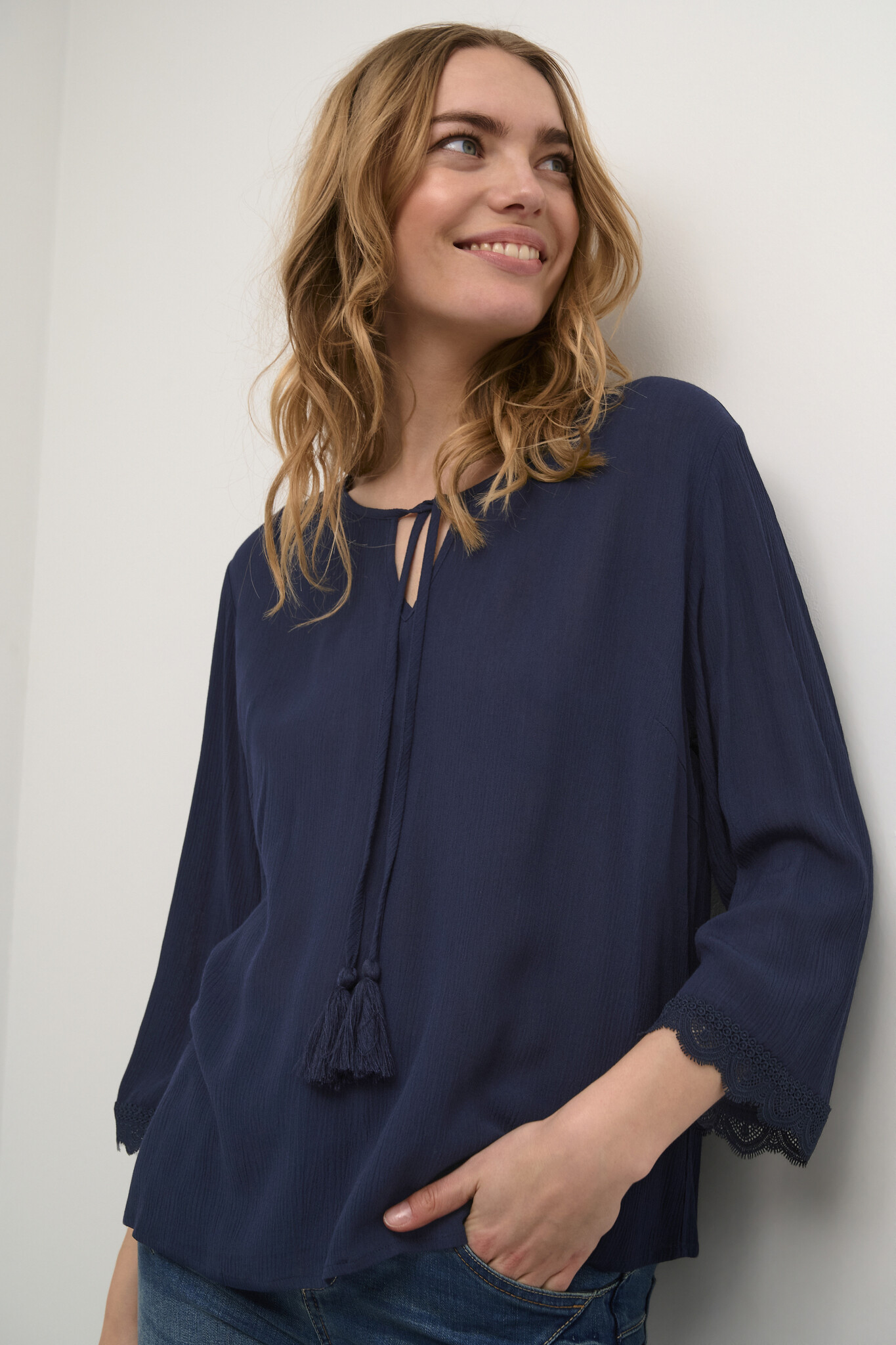 CREAM 10611713 Crbea 3/4 sleeve blouse total eclipse