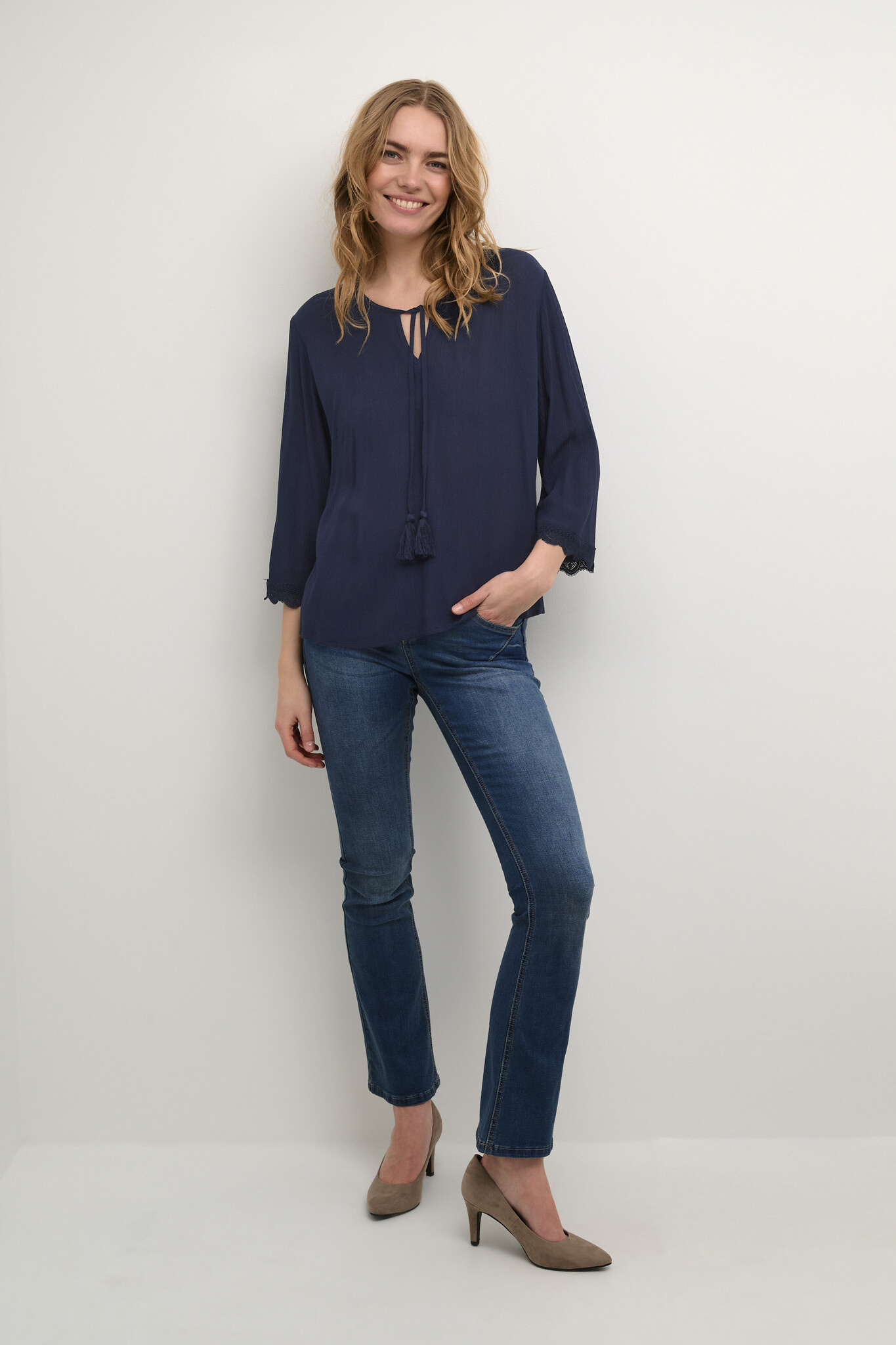 CREAM 10611713 Crbea 3/4 sleeve blouse total eclipse