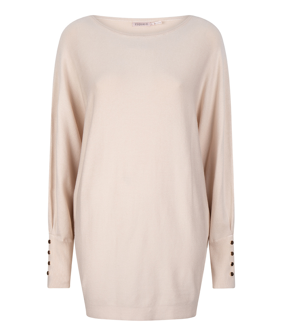ESQUALO F23.07540 SWEATER BATWING BUTTONED CUFF LIGHT SAND