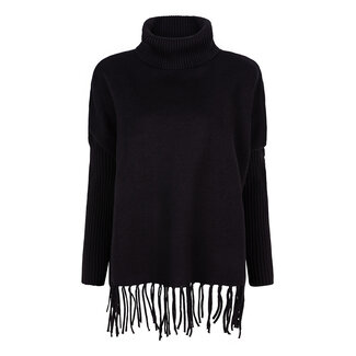 ESQUALO F23.07512 SWEATER COL FRINGES BLACK 000