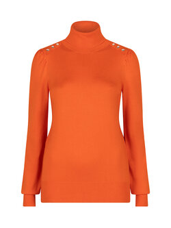 ESQUALO F23.07541 SWEATER FANCY DETAIL SHLDR BASIC KNIT ORANGE 440